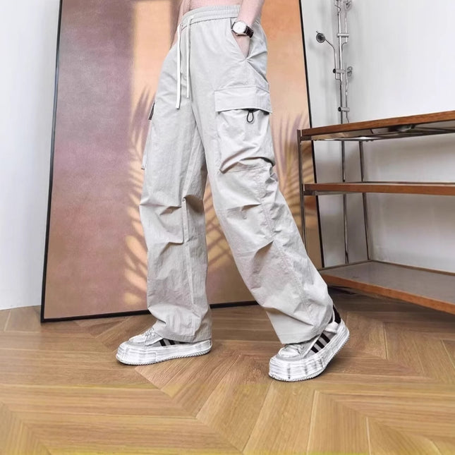 American Retro New Loose Casual Pants Men's Trendy Versatile Pants Summer Thin Drape Wide-Leg Floor-Length Trousers