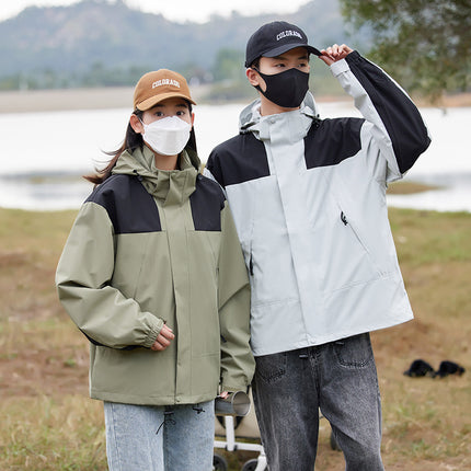 23657 Spring and Autumn Outdoor Men's Color Block Thin Hooded Jacket Xizang Casual Sports Men's and Women's Jacket