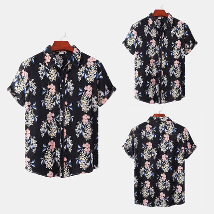 Cross-border Trade 2022 Summer New Men's Casual Shirt European Size Hawaiian Men's Floral Short-sleeved Shirt for Men