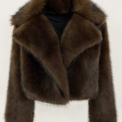 Cross-Border European and American Style Winter Suit Collar Imitation Fur Short Fashion Imitation Fox Fur Coat for Women Simple and Environmentally Friendly