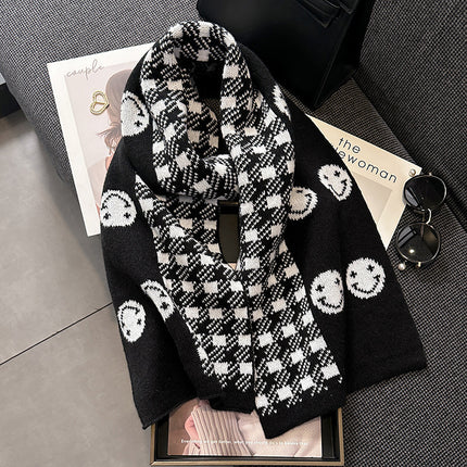 Scarf Women's Winter 2024 New Cashmere Knitted Thickened Scarf Ankora Red White Warm Student Wholesale