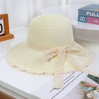 Bucket hat with lace trim – creamy white / M（56-58cm）