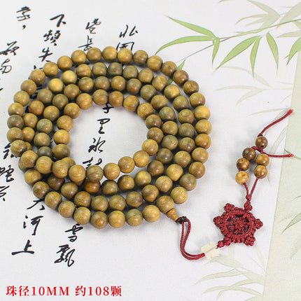Natural Green Sandalwood 108 Beads Sandalwood Multi-Circle Men's and Women's Bracelets Wooden Toy Bracelets and Rosary Beads