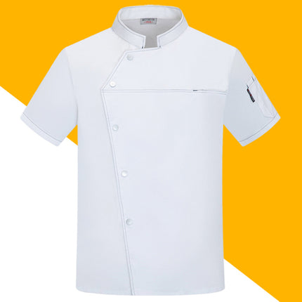 High-End Blue Chef Work Clothes Men's Short-Sleeved Summer Hotel Chef Clothing Women's Breathable Mesh Catering Kitchen Long-Sleeved