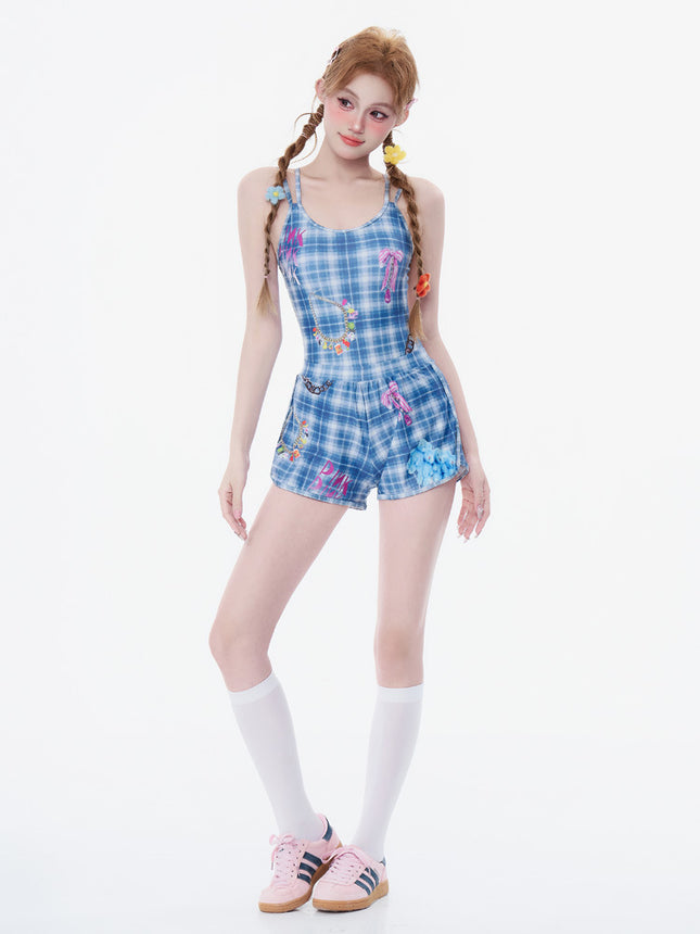 One-Piece Swimsuit for Women, Conservative Square-Leg Two-Piece Set, Fresh and Sweet Girly Style, Suitable for Hot Springs and Swimming