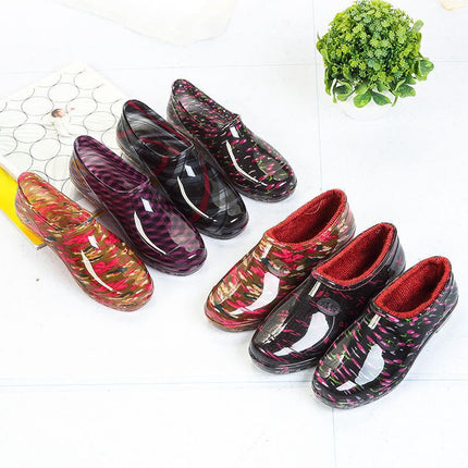 New Spring and Autumn Four Seasons Rain Shoes Women's Short Tube Shallow Mouth Waterproof Non-slip Water Shoes Women's Low-top Kitchen Work Outer Wear Rubber Shoes