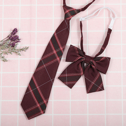 Japanese and Korean striped jk/dk college style men's and women's red cyanotic gray blue shirt accessories tie-free collar set
