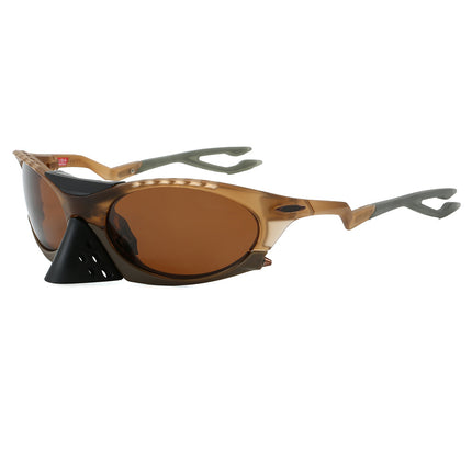 New European and American Cross-Border Sports Cycling Polarized Sunglasses for Men and Women, Personalized Trendy Eagle-Beaked Frog Web Sunglasses 9437