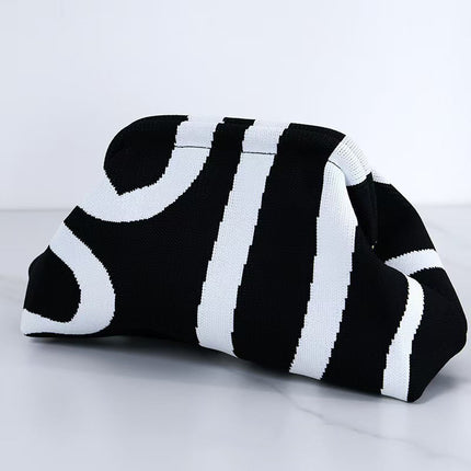 Explosive Cross-border Woven Cloud Bag Girl's Commuter All-match Striped Bag Outdoor Travel Storage Portable Bag Clamp Bag