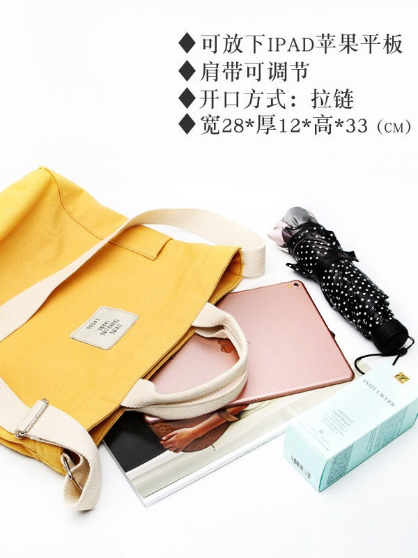 Factory Direct cotton color portable canvas bag shoulder bag female campus versatile large capacity messenger bag student bag
