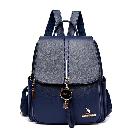 Creative kitten decorative backpack cowhide fashion travel women's backpack 2024 welfare student bag