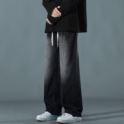 Tall Men's Extended Jeans Spring Gradient Pants Loose Straight Elastic Casual Pants Spring and Autumn Trendy Brand
