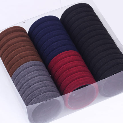 Simple Hair Rope Women's Leather Cover Rubber Band Women's Tie High Elastic Durable Hair Rope Black Headwear Thick Hair Ring