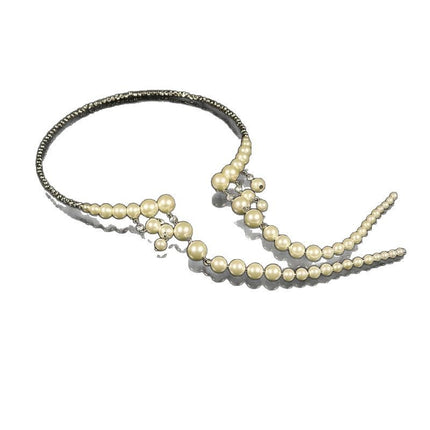 Light Luxury Exquisite Pearl Tassel Collar Necklace Fashionable Elegant Neck Chain Niche Design Sense Open Clavicle Chain