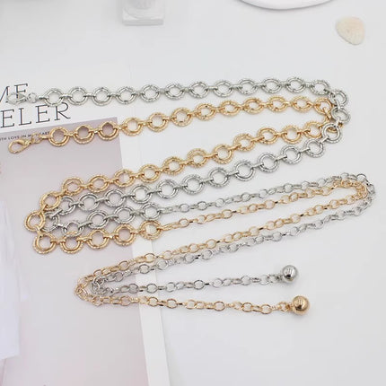Cross-Border Versatile Metal Waist Chain for Women, Thin Belt, Versatile Decorative Dress with Shirt, Waist Rope, Women's Waist Chain