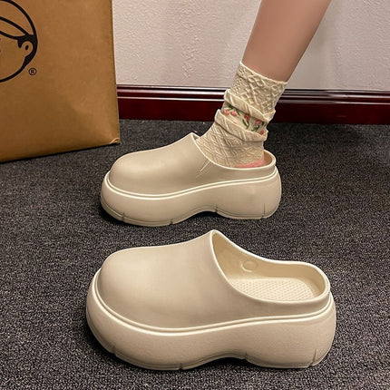2026 Summer Hot-Selling Sweet Style Closed-Toe Half-Slip Sandals for Home and Outdoor Wear, Korean Version, Wear-Resistant, Non-Slip, Silent, High-Heeled, Height-Increasing