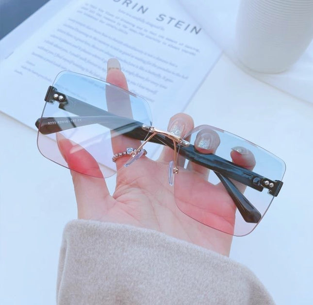 New Korean-style Frameless Sunglasses Women's Summer Internet Celebrant Live Sunglasses Trendy Big Face Slimming UV-proof Sunglasses