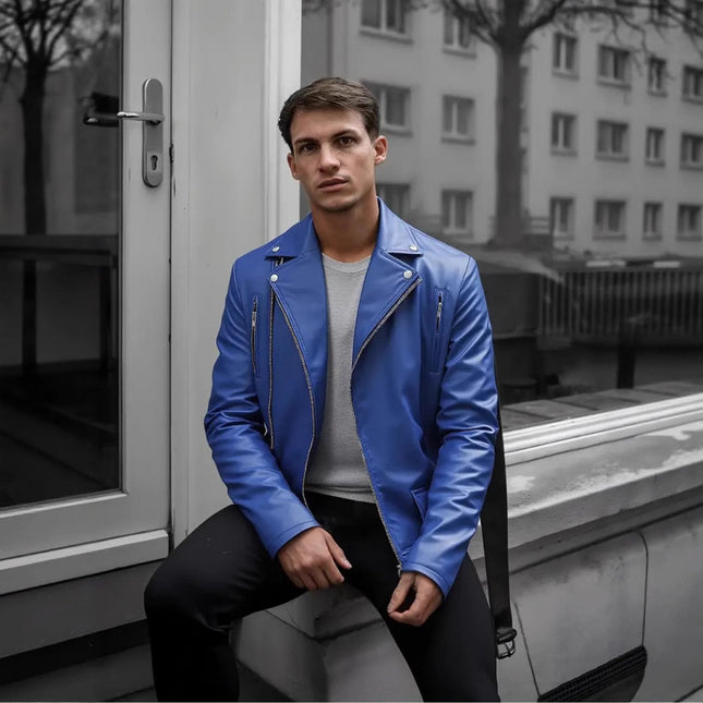 Cross-Border European and American Slim-Fit Men's Leather Jacket Casual Motorcycle Jacket Motorcycle Clothing American Retro Pu Leather Jacket