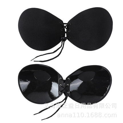 Cross-border Strapless Invisible Bra Lycra Glossy Cloth Round Cup Gathered Breathable Wedding Dress Breast Sticker Silicone Bra Patch