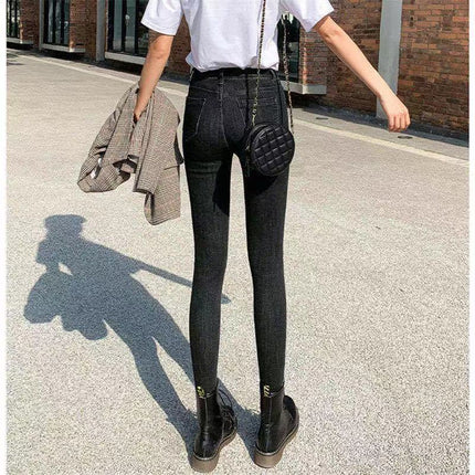 High-Waisted Women's Jeans Spring and Autumn 2025 New Slim Fit Pencil Versatile Stretchy Fashion Skinny Pencil Pants Trendy
