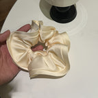 4029--6-beige bud satin hair tie