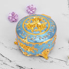 Jewelry box round rose gold sky blue