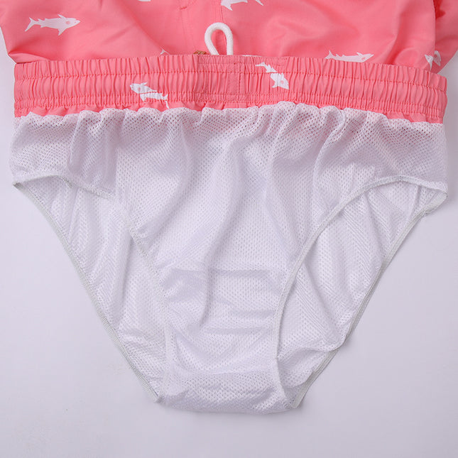 Gailang Men's Small Shark Quick-Drying Beach Pants Can Be Used in the Water for Casual Dopamine Surfing with Lining Three-Point Shorts