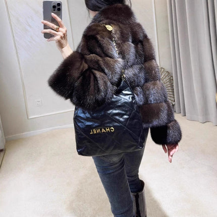 Purple Mink Stand-Up Collar Fur Coat for Women 2025 New Style Loose Slimming Faux Fur Spring Warm Short Coat Fox Fur