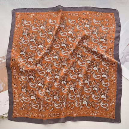 Korean Cashew Silk Scarf Women's Square Scarf Leopard Print Silk Scarf Imitation Silk Scarf Elegant Fashion Four Seasons Cross-Border Printed Scarf