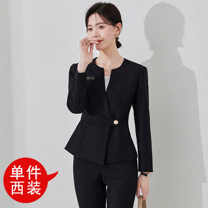Black Suit suit Women's Spring and Autumn New Professional Fortress Jewelry Gold Shop Tooling Front Desk Reception Sales Work Clothes