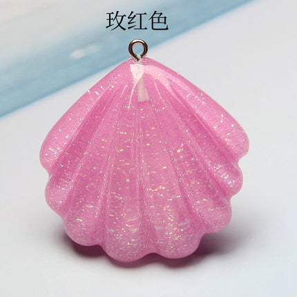 Artificial shell pendant resin transparent glitter shell cross-border hot shell necklace pendant diy accessories