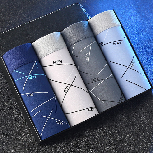 [New Explosions] Men's Underwear Men's Boxer Youth Mid-Waist Boxer Male plus size Shorts Shorts Head