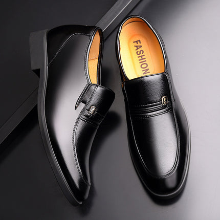 Factory 2023 spring men's leather shoes business formal wear increased men's shoes casual pointed wedding shoes a generation of hair