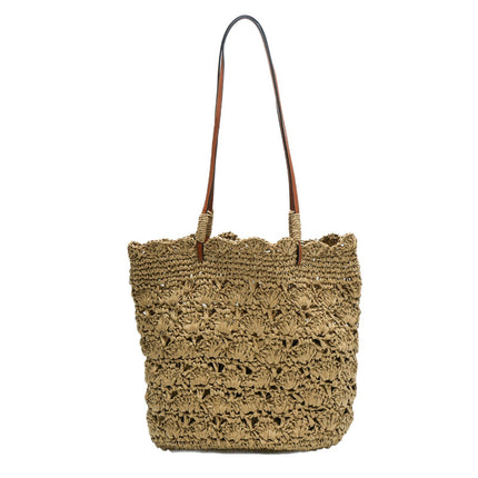 New Hollow Straw Bag, Handmade Crocheted Bag, Women's Large-Capacity Portable Tote Bag, Seaside Vacation Beach Bag
