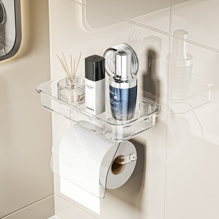 Suction Cup Toilet Roll Paper Holder Wall-mounted Punch-free Toilet Paper Rack Waterproof Tissue Box Bathroom Toilet Paper Box