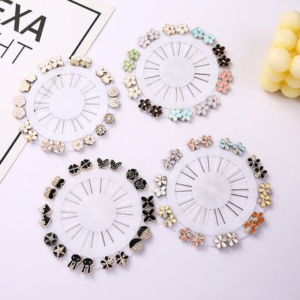 2024 new painting oil drop a variety of five-pointed star flower mini silk towel buckle pin yarn fixed artifact wholesale