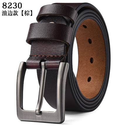 Manufacturer Wholesale Men's Pin Buckle Pure Cowhide Leather Belt Retro Plus Large Size Belt Men's Trouser Belt Dropshipping