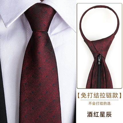 Dress Business Tie Men's and Women's Groom Wedding Black Zipper Korean Narrow No Lazy Striped Bow Tie Plaid