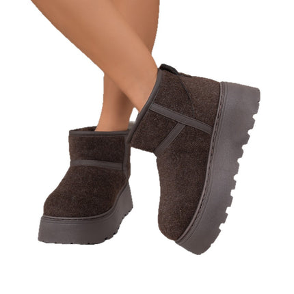 Winter Cross-Border Snow Boots for Women, Low-Cut Cotton Boots, Thickened Cold-Resistant, Warm and Non-Slip Short Boots, New Thick-Soled Plus Velvet