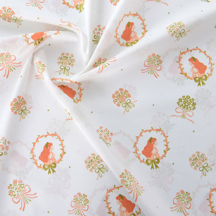 60 pts pure cotton fabric retro wind printed all cotton cloth cartoon handmade children's dress doll clothes summer flower rhyme