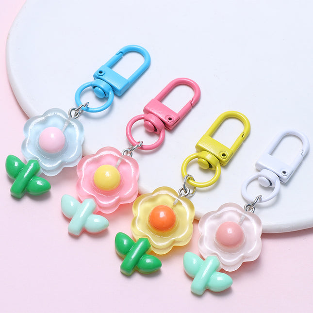 Tulip Flower Keychain Handmade DIY Small Fresh Cute Key Ring Bag Hanging Sweet Student Gift