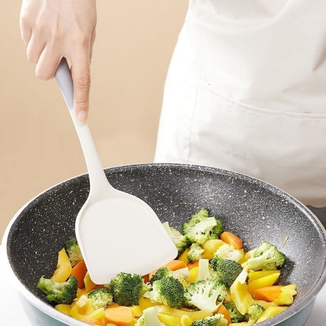 Wholesale gray two-color silicone spatula spoon household high temperature resistant non-stick pan cooking spatula soup spoon fishing fence kitchen suit