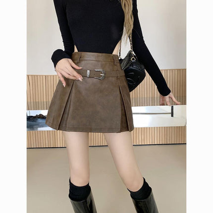 High-wAisted PleAted Short Skirt for Women in Autum, KoreAn Style 2024 New Design, Slimming Look, Age-reducing, VersAtile A-line Skirt