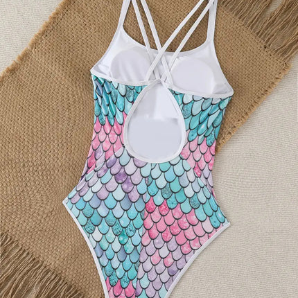 European and American 2025 New Super Fairy Ins High-value Mermaid Colorful Gradient Conjoined Triangle Racing Swimsuit for Women