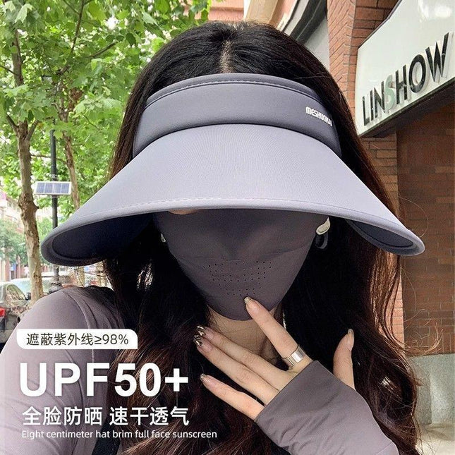Sunscreen Sunshade Hat Oversized Brim Women's New Summer Black Pepper Sunscreen Hat UV Protection Empty Top Ice Silk Sun Hat