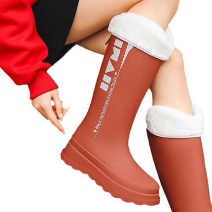 Korean-Made Single-Layer Russian Cross-Border Fashion High-Top Women's Rain Boots, Non-Slip Waterproof Rubber Shoes, Versatile New Style