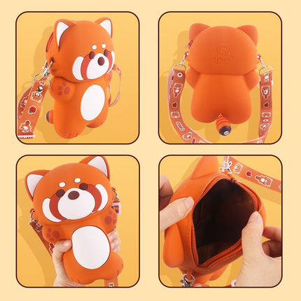 Three-dimensional Cartoon Red Panda Silicone Mobile Phone Bag All-match Girl's Decompression Bag Large Capacity Crossbody Bag Summer New