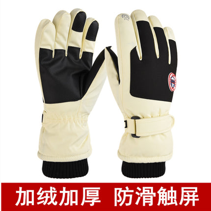 Ski Gloves for Men and Women in Winter, Warm and Velvet Sports Touch Screen Outdoor Waterproof and Windproof Snow Riding Couple Gloves