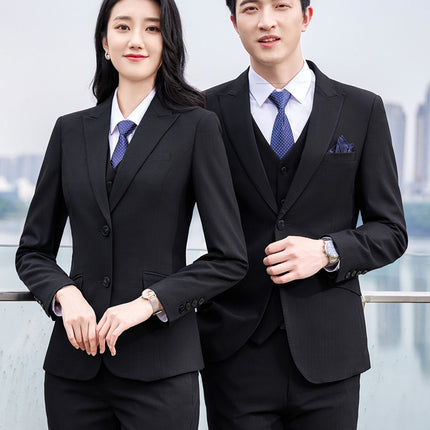 Black Business Suit Men's Office White Collar Interview Dress Bank Staff Work Clothes Business Suit