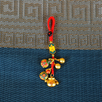Shajin Ancient Fa Gold Swallow Gold Family of Four Car Keychain Pendant High-end Ancient Fa Family of Three Bag Hanging Ornaments